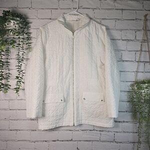 Weekends Chico Lightweight Quilted White Jacket POCKETS ZIP CLOSURE WOMENS LARGE